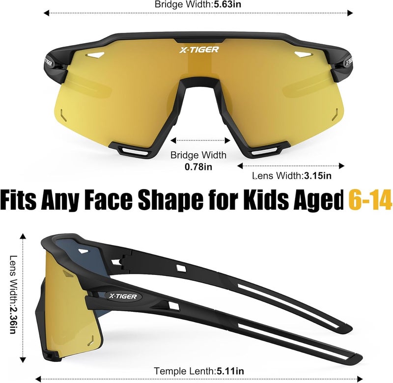 Xtiger Polarized Kids Sunglasses Youth Baseball Sunglasses UV400 Boys Girls Sports Sun Glasses for Softball Cycling Scooter - Image 3